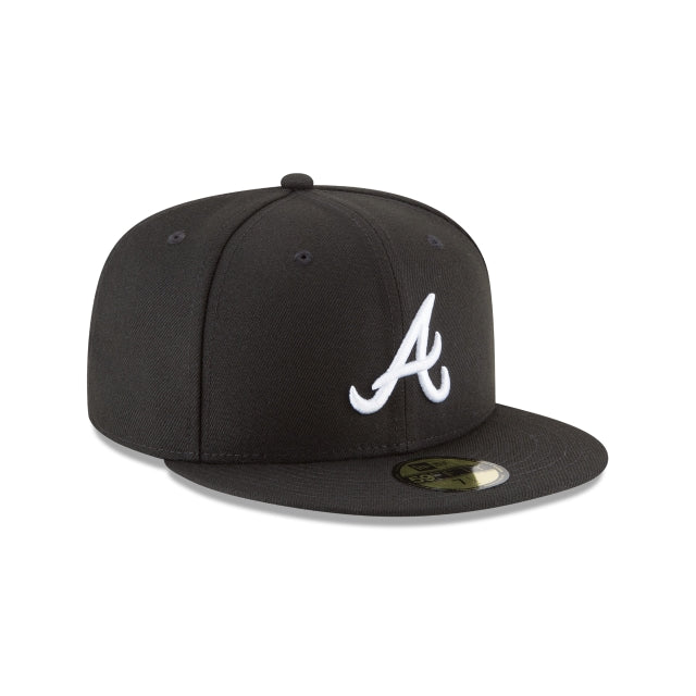 Gorra 59FIFTY FITTED De Los Atlanta Braves Black and White Basic
